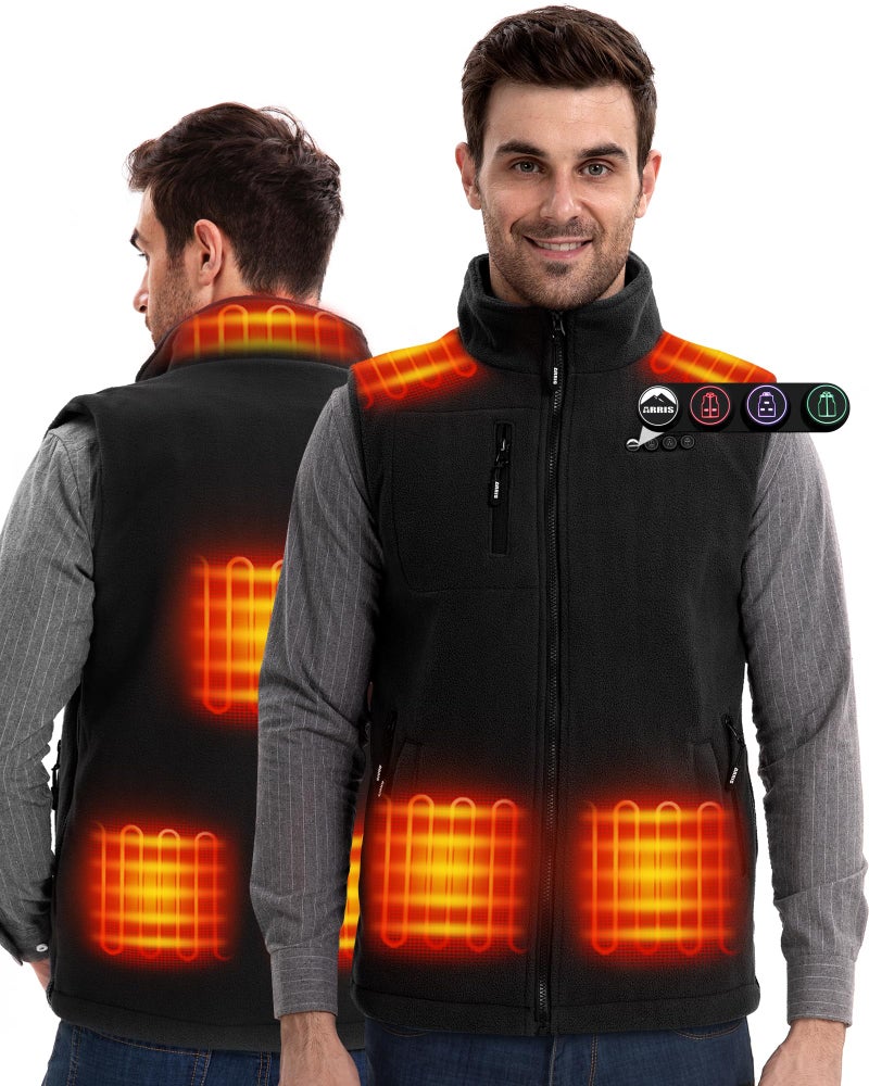 ARRIS Heated Mens Vest with Battery Pack 7.4V, Size Adjustbale Fleece Heated Vest with Shoulder Heat, Hand Warmer for Winter Hunting Skiing, Unisex - Image 1